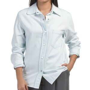 NWOT VINCE Twill Snap-Front Overshirt in Celestine 
Size Small